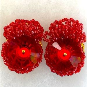 Vintage rhinestone beaded earrings